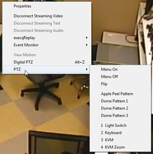 excaqVision dome presets menu