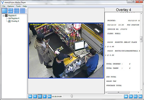 exacqVision ePlayer serial data export screenshot