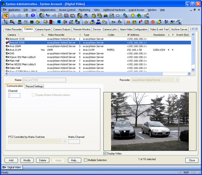 OnGuard camera setup page