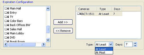 exacqVision Time Expiry