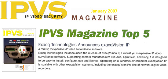 exacqVision in IPVS Magazine