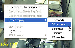 exacqVision client - exacqReplay menu 2