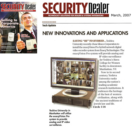 Exacq in Security Dealer Magazine, March 2007