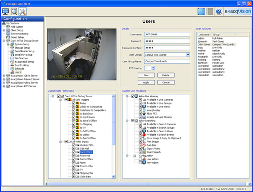 exacqVision User page full