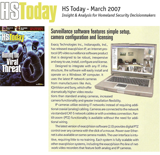 Exacq in HS Today Magazine, March 2007
