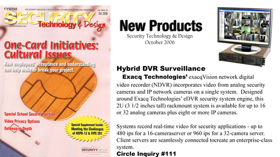 Exacq in Security Technology & Design - October, 2006
