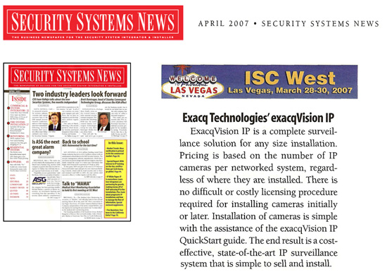 Exacq in Security Systems News 4-07