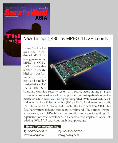 SecurityWorld Asia - Apr/May 06 - Exacq eDVR