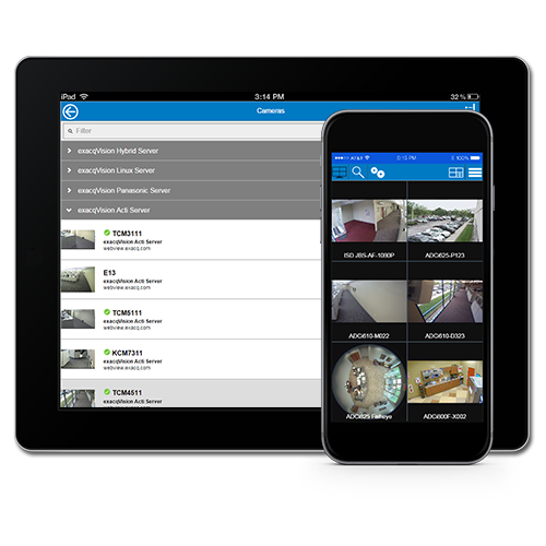 Exacq mobile video security app for iOS, Android, Kindle Fire and Windows Phone 8